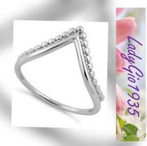 Sterling Silver V Shape Beads Ring
